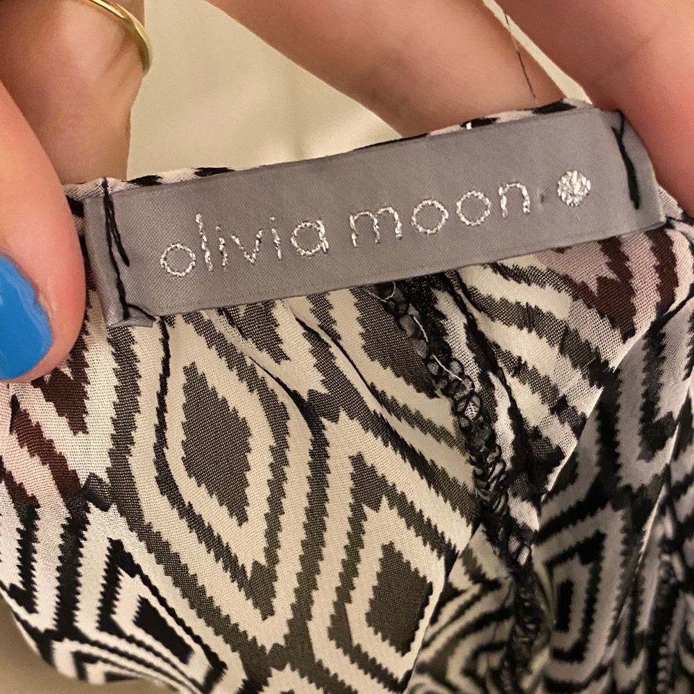 Olivia Moon Black and White Diamond Pattern Blouse - Picture 2 of 5